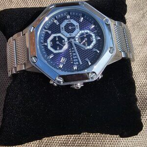 Versace Versus VSP390919 Men's Octagon Shape Chrono Date Silver-tone Bracelet